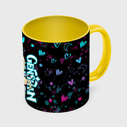 Кружка цветная ГЕНШИН ИМПАКТ ЛЮМИН, НЕОНОВЫЕ СЕРДЕЧКИ