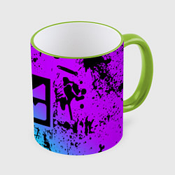 Кружка 3D GEOMETRY DASH NEON LEVELS SMILE, цвет: 3D-светло-зеленый кант
