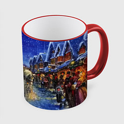 Кружка 3D НОВОГОДНЯЯ АТМОСФЕРА НОВЫЙ ГОД 2022, цвет: 3D-красный кант