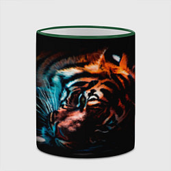 Кружка 3D Красивый Тигр лежит, цвет: 3D-зеленый кант — фото 2