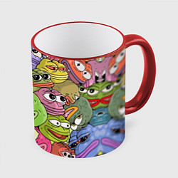 Кружка 3D Pepe BOMBING, цвет: 3D-красный кант