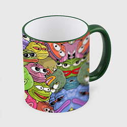 Кружка 3D Pepe BOMBING, цвет: 3D-зеленый кант