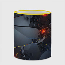 Кружка 3D НЕОНОВЫЙ ВЗРЫВ ПЛИТЫ, ОБЛОМКИ NEON EXPLOSION, цвет: 3D-желтый кант — фото 2