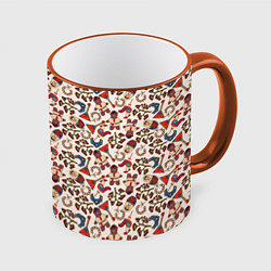 Кружка цветная Россия паттерн светлый