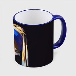 Кружка 3D ПОПУГАЙ С жемчужной Сережкой, цвет: 3D-синий кант