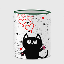 Кружка 3D Влюблённый котик Cat Love, цвет: 3D-зеленый кант — фото 2