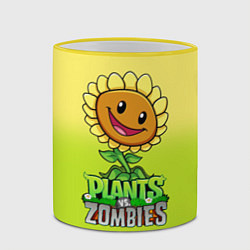 Кружка 3D Plants vs Zombies - Подсолнух, цвет: 3D-желтый кант — фото 2