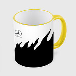 Кружка 3D Mercedes-Benz нарисованный огонь, цвет: 3D-желтый кант