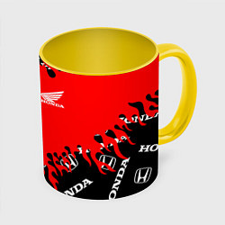 Кружка 3D Honda нарисованный огонь, цвет: 3D-белый + желтый