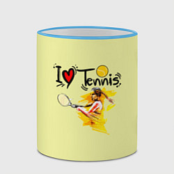 Кружка 3D Я Люблю Tennis, цвет: 3D-небесно-голубой кант — фото 2
