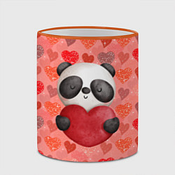 Кружка 3D Панда с сердечком день влюбленных, цвет: 3D-оранжевый кант — фото 2