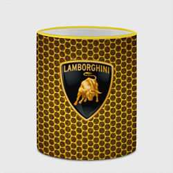 Кружка 3D Lamborghini gold соты, цвет: 3D-желтый кант — фото 2