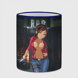 Кружка 3D Claire Redfield from Resident Evil 2 remake by sex, цвет: 3D-синий кант — фото 2