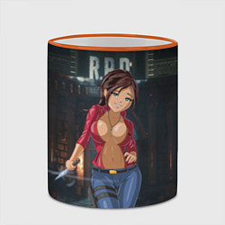 Кружка 3D Claire Redfield from Resident Evil 2 remake by sex, цвет: 3D-оранжевый кант — фото 2