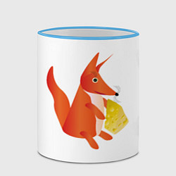 Кружка 3D Fox poligonal with bit of cheese, цвет: 3D-небесно-голубой кант — фото 2