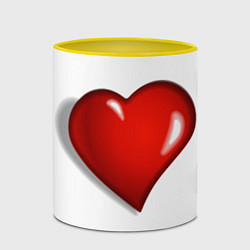 Кружка 3D Сердце большое мультяшное, цвет: 3D-белый + желтый — фото 2