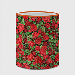 Кружка 3D Букет алых роз, цвет: 3D-оранжевый кант — фото 2