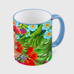 Кружка 3D Фрида Кало Мексика Художник Феминист 3D, цвет: 3D-небесно-голубой кант