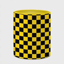 Кружка 3D Такси Шахматные Клетки, цвет: 3D-белый + желтый — фото 2