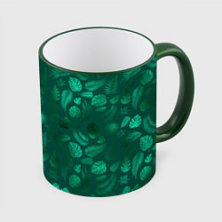 Кружка 3D Яркие зеленые листья, цвет: 3D-зеленый кант
