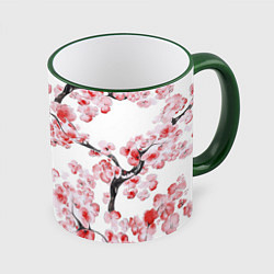 Кружка 3D Ранняя сакура, цвет: 3D-зеленый кант