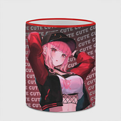 Кружка 3D Милая аниме девушка в кепке, цвет: 3D-красный кант — фото 2