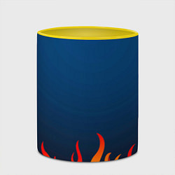 Кружка 3D Пламя огня синий фон, цвет: 3D-белый + желтый — фото 2