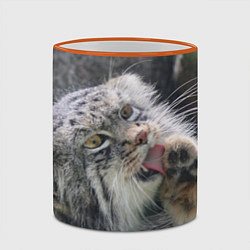 Кружка 3D Манул Лапка, цвет: 3D-оранжевый кант — фото 2