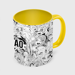 Кружка 3D Аниме Ахегао Тян, цвет: 3D-белый + желтый