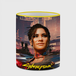Кружка 3D Panam Панам Cyberpunk 2077 портрет, цвет: 3D-желтый кант — фото 2
