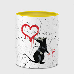 Кружка 3D BANKSY БЭНКСИ крыса, цвет: 3D-белый + желтый — фото 2