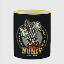 Кружка 3D MONEY мой карман хочет больше, цвет: 3D-желтый кант — фото 2