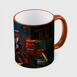 Кружка 3D Panam Cyberpunk2077 Панам, цвет: 3D-оранжевый кант