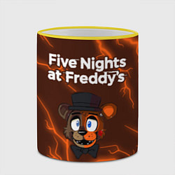 Кружка 3D FNAF - ФРЕДДИ - Молнии, цвет: 3D-желтый кант — фото 2