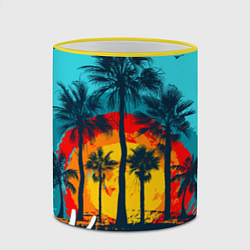 Кружка 3D Hawaii Солнце, Пальмы, цвет: 3D-желтый кант — фото 2
