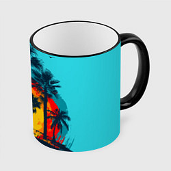 Кружка цветная Hawaii Солнце, Пальмы