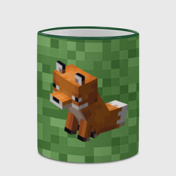 Кружка 3D Лиса из Minecraft, цвет: 3D-зеленый кант — фото 2