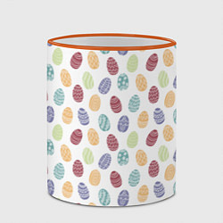 Кружка 3D Пасхальные яйца Паттерн на белом фоне, цвет: 3D-оранжевый кант — фото 2