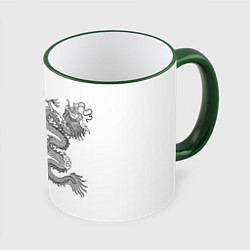 Кружка 3D Double Dragon Дракон Чб, цвет: 3D-зеленый кант