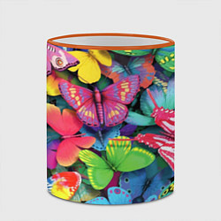 Кружка 3D Стая бабочек Pattern, цвет: 3D-оранжевый кант — фото 2