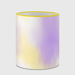 Кружка 3D Акварельный принт с желтым и фиолетовым цветами, цвет: 3D-желтый кант — фото 2