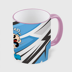 Кружка 3D Cuphead синяя чашечка, цвет: 3D-розовый кант