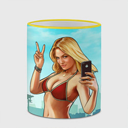Кружка 3D GTA Beach girl, цвет: 3D-желтый кант — фото 2
