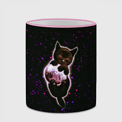Кружка 3D Котенок в космосе - звезды неон, цвет: 3D-розовый кант — фото 2