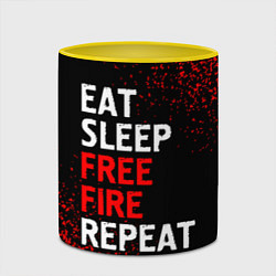 Кружка 3D Eat Sleep Free Fire Repeat Арт, цвет: 3D-белый + желтый — фото 2