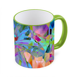 Кружка 3D Abstract color pattern Summer 2022, цвет: 3D-светло-зеленый кант