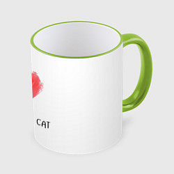 Кружка 3D Я люблю свою кошкукота, цвет: 3D-светло-зеленый кант
