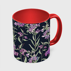 Кружка 3D Цветы Фиолетовые, цвет: 3D-белый + красный