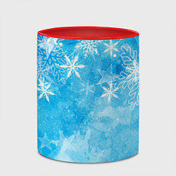Кружка 3D Новогодние снежинки, цвет: 3D-белый + красный — фото 2