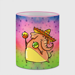 Кружка 3D Мексиканский веселый слон, цвет: 3D-розовый кант — фото 2